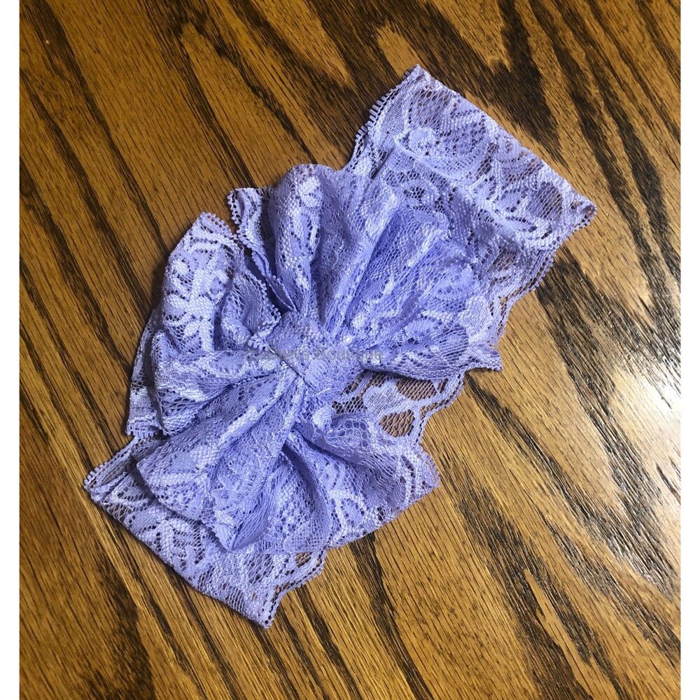 Lavendar Lace Big Bow Headband   (I) PRPLMES   Handmade